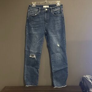 Vervet Dark Blue Distressed Ankle length Jeans